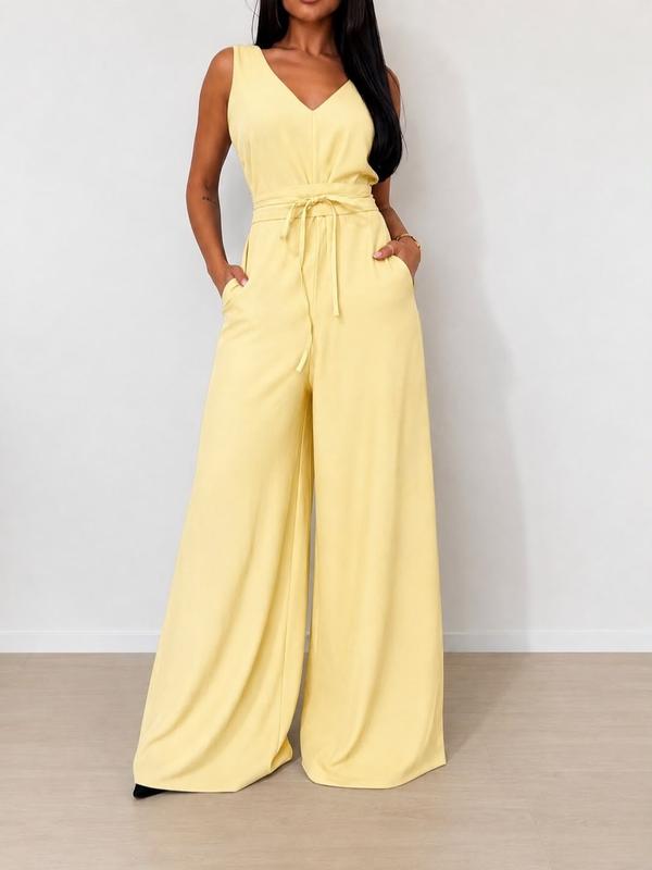 Macacão Pantalona Decote V | Amarração na Cintura