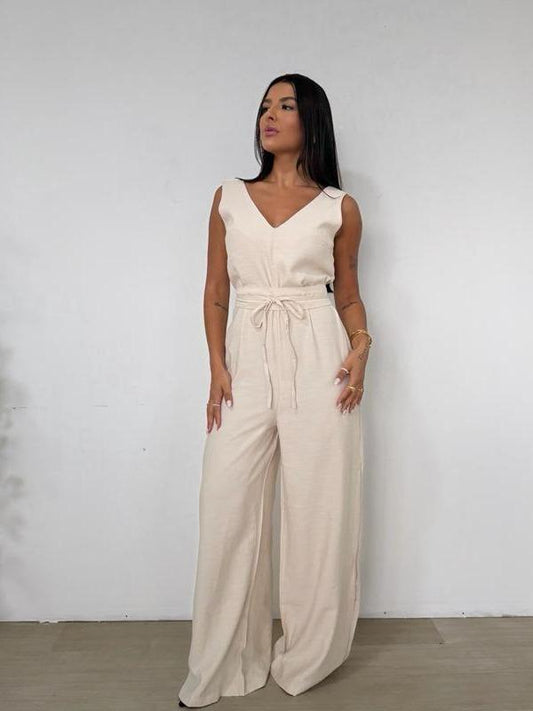 Macacão Pantalona Decote V | Amarração na Cintura