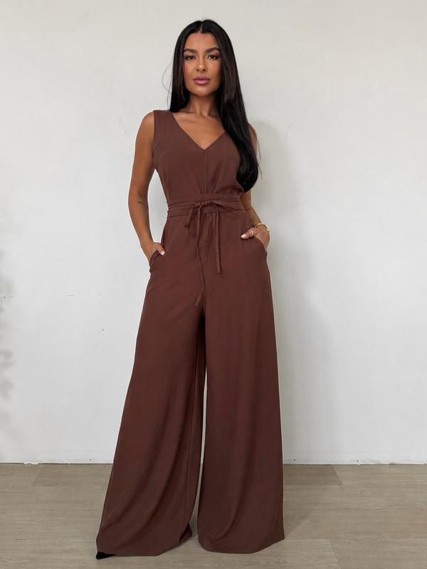 Macacão Pantalona Decote V | Amarração na Cintura